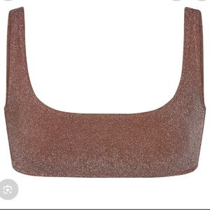 SKIMS Shimmering Brown Bikini Top